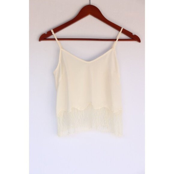 Wilfred Aritzia Women's Size XS Ivory Chimere Camisole Silk Lace Trim Tank Top - Picture 1 of 12